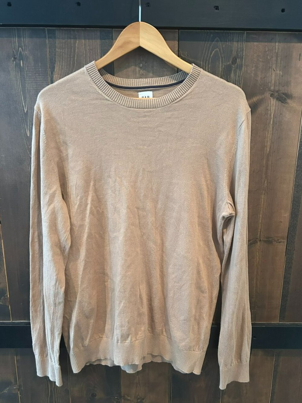 GAP 100% Cotton Long Sleeve Tan Crew Neck Sweater Men's Medium
